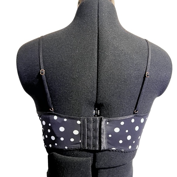 NWT International Concepts Lace Trim Bralette Bra Panty Set Black White Polka … - Picture 4 of 8